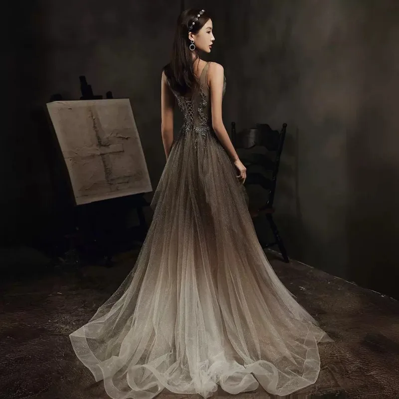 ثوب مسائي، مزاج مأدبة أنثى، مضيف، فستان طويل على طراز الغابة، أزياء التخسيس، نمط اجتماعي، امتحان فني للطلاب #2