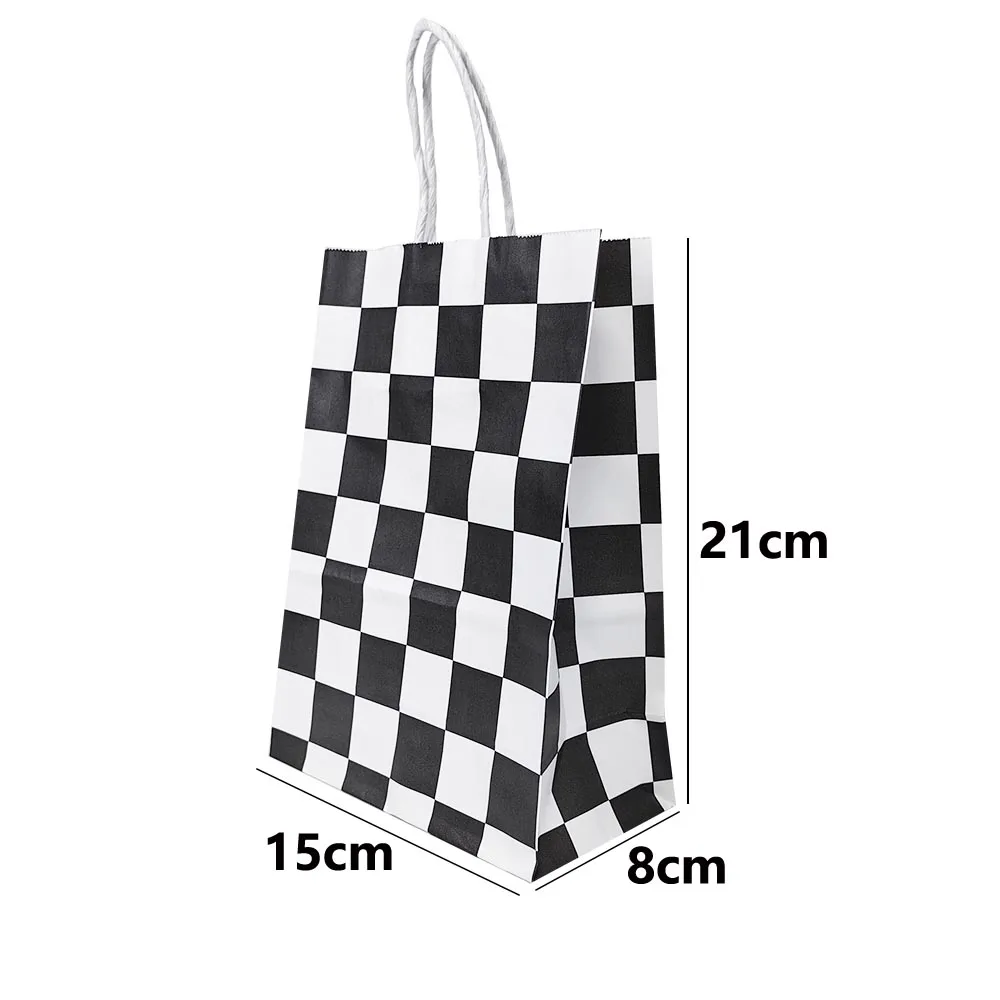 10/50PCS Schwarz Weiß Karierten Taschen Rennwagen Party Zellophan Tasche Süßigkeiten Taschen Geschenke Pape Tasche Rennwagen Thema geburtstag Party Decor – Detail 2