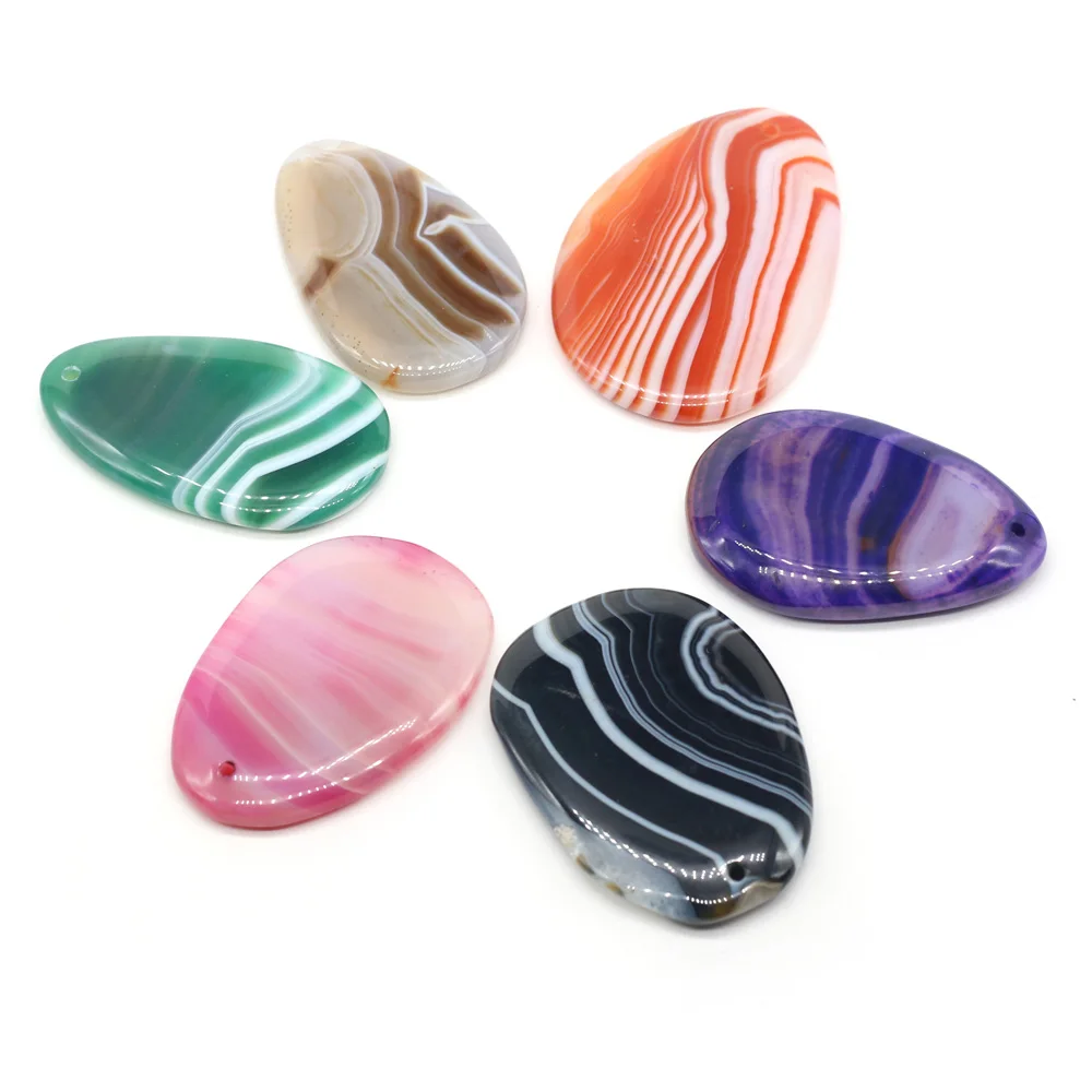 Natural Stone Necklace Pendants Colorful Agates Pendant for DIY Jewelry Making Necklace Bracelets 30x50-40x55mm