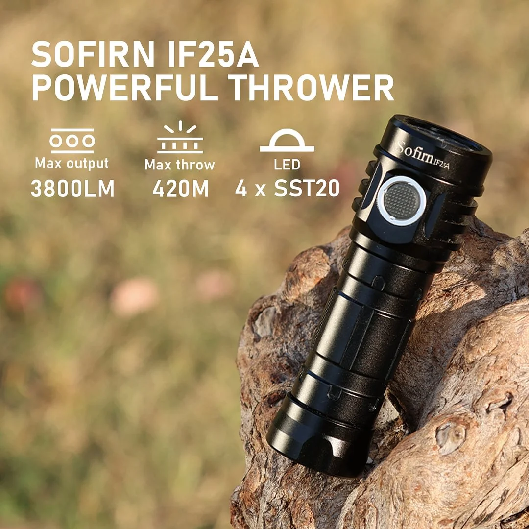 Sofirn IF25A BLF Anduril 4000lm Torch Powerful 21700 USB Rechargeable LED Flashlights Lantern 4*SST20 LED Lamp Flashlight