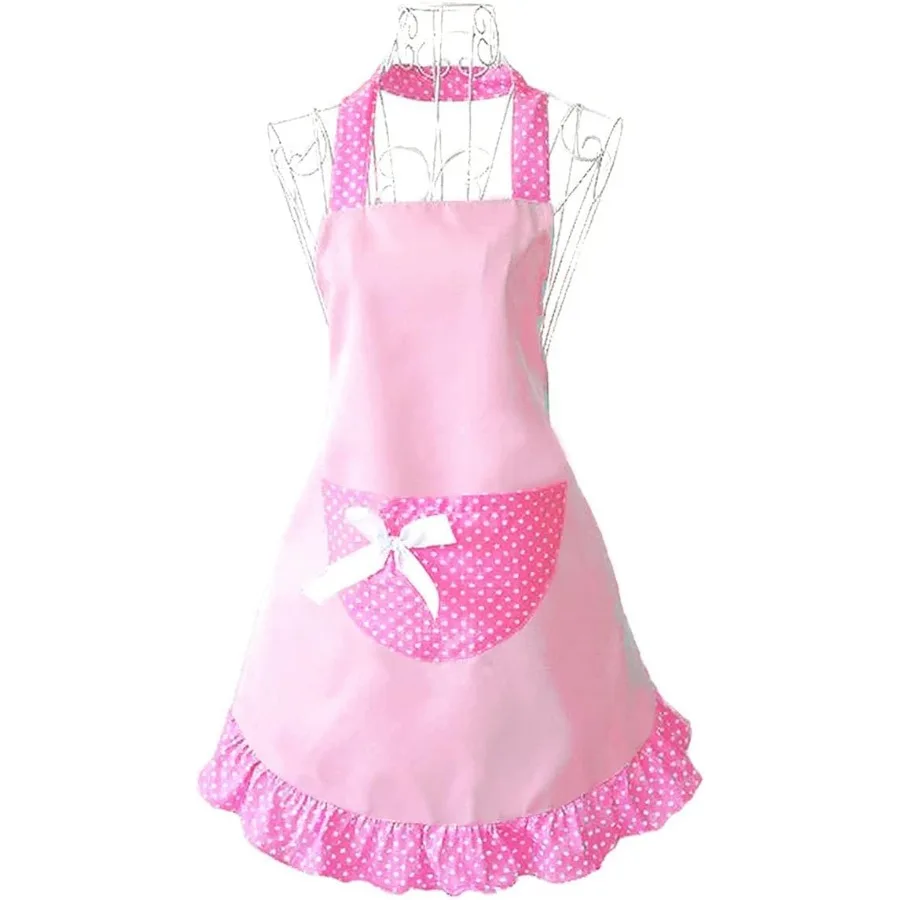 

Милые фартуки с бантом для девочек, кухонные фартуки для ресторана, торта с карманом для женщин, розовые