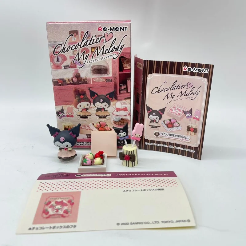 2026 New Re-ment My Melody Kuromi Chocolate Workshop Miniature Scene Rooms Decorations Collect Tabletop Ornaments Birthday Gifts view 4