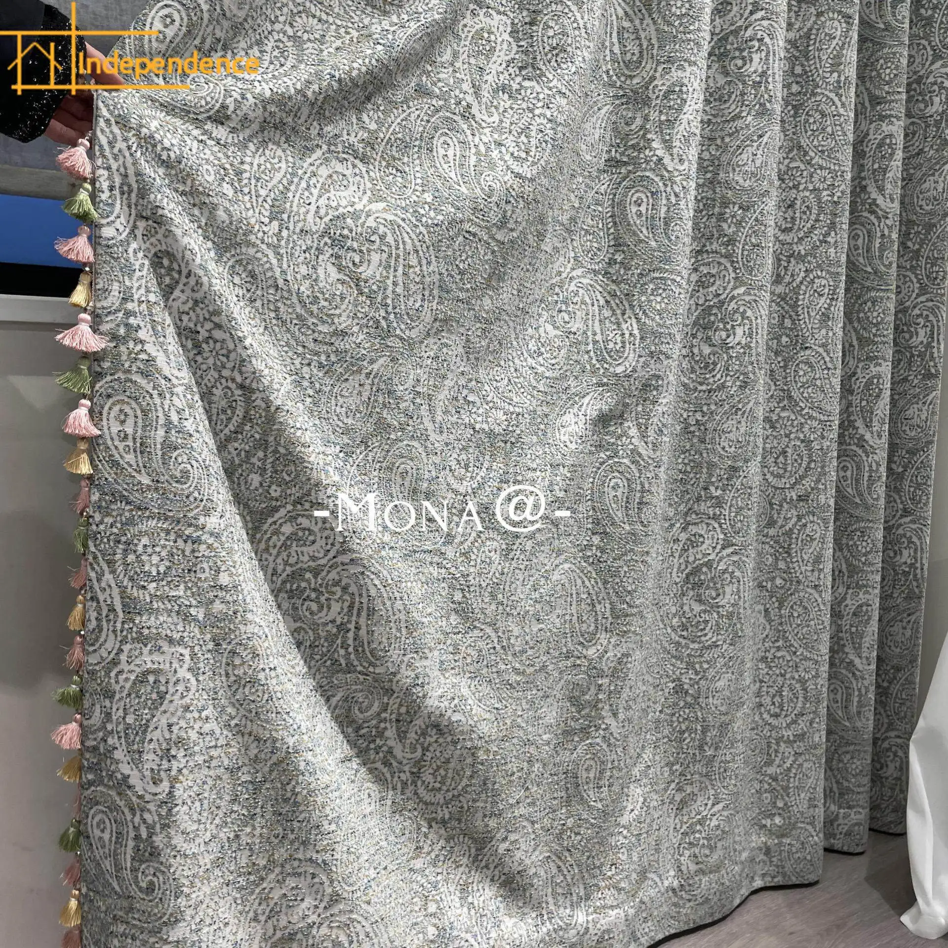 French Dark Pattern Paisley Jacquard Thickened Blackout Curtains for Living Room Bedroom French Window Balcony Customized