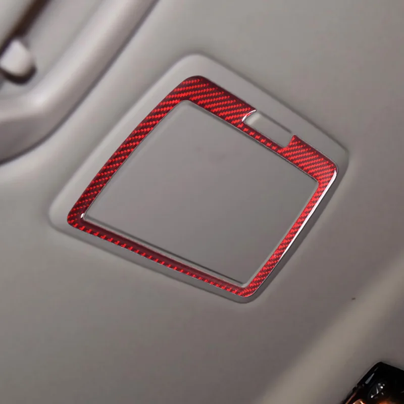 For BMW 5 Series 528 525li F10 Carbon Fiber Red Rear Vanity Mirror Decorative Frame Sticker