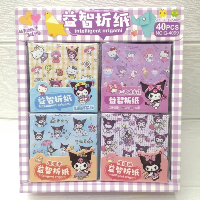 

Sanrio Anime Kawaii Kuromi Color Printing Materials Origami Note Paper Cute Cartoon Hello Kitty Chiikawa Children Gifts Toys