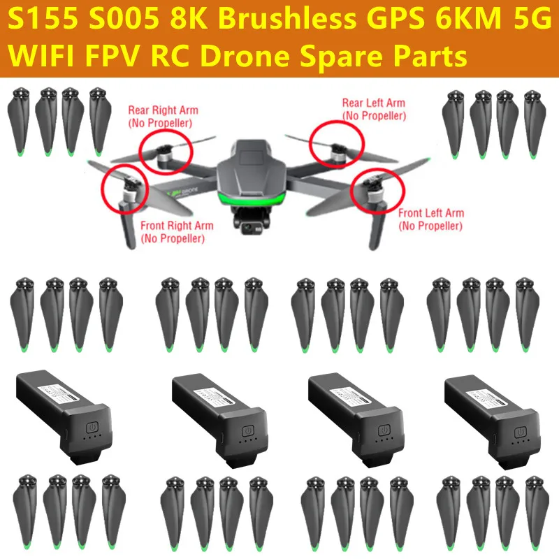 S155 Drone Battery Blade S155 S005 8K Brushless GPS Remote Control RC Drone Quadrotor Spare Parts 7.4V 3800Mah Battery/Propeller