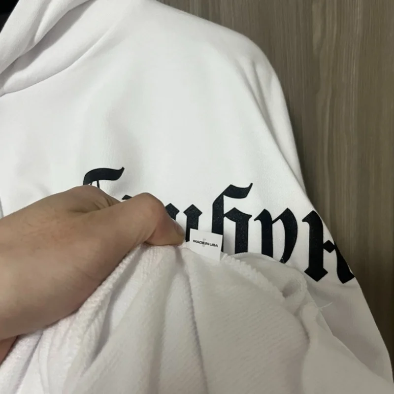 Modisches Kanye-Set mit Kapuzenpullover und Hose, schulterfrei, mit Buchstaben bedruckt, für Herren und Damen, gerades Jogginghose-Kapuzenpullover