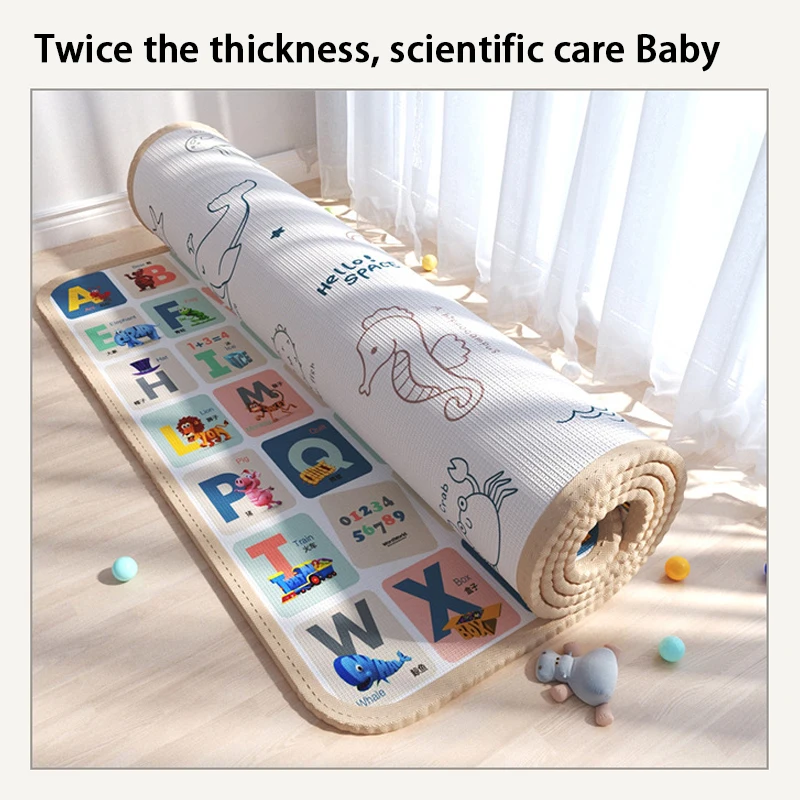XPE سجادة لعب كبيرة غير قابلة للانزلاق صديقة للبشرة وقابلة للتنفس من القماش بساط لعب للأطفال قابل للعكس وسميكة وقابلة للدوران وسادة زحف للأطفال #4