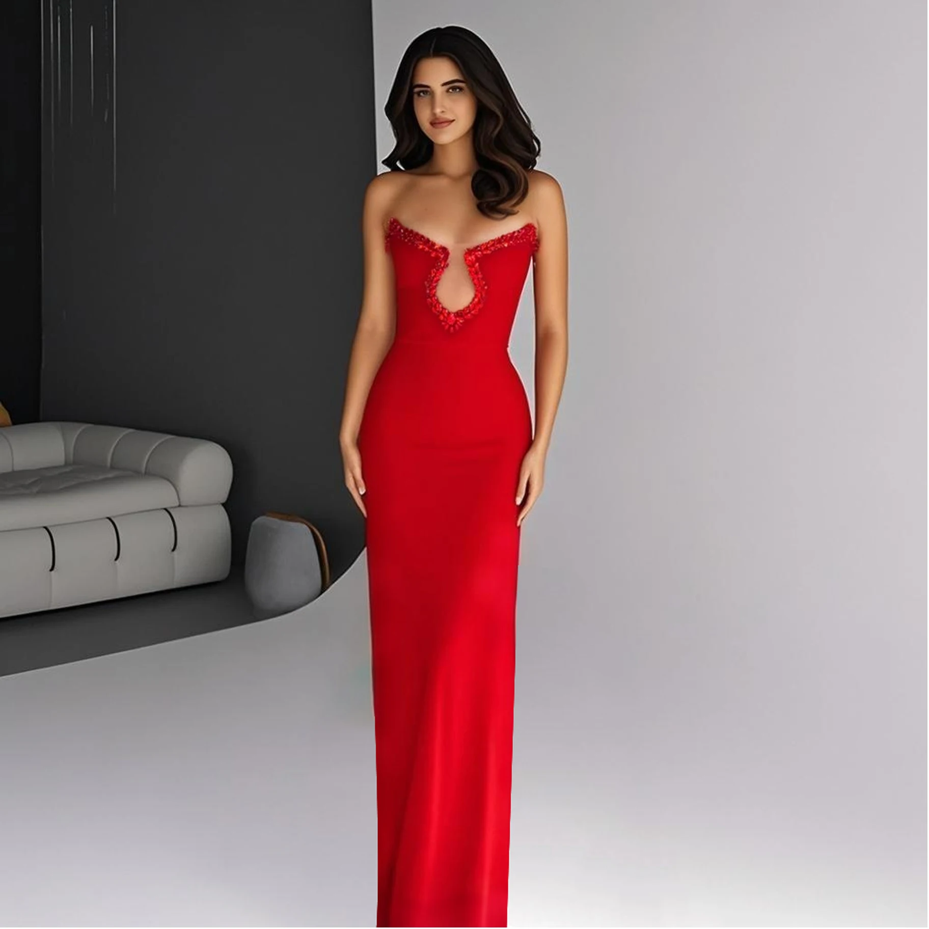 

MT graduation dresses for women 2025 red rhinestones dress bandage dresses high quality valentine day elegant dress for party