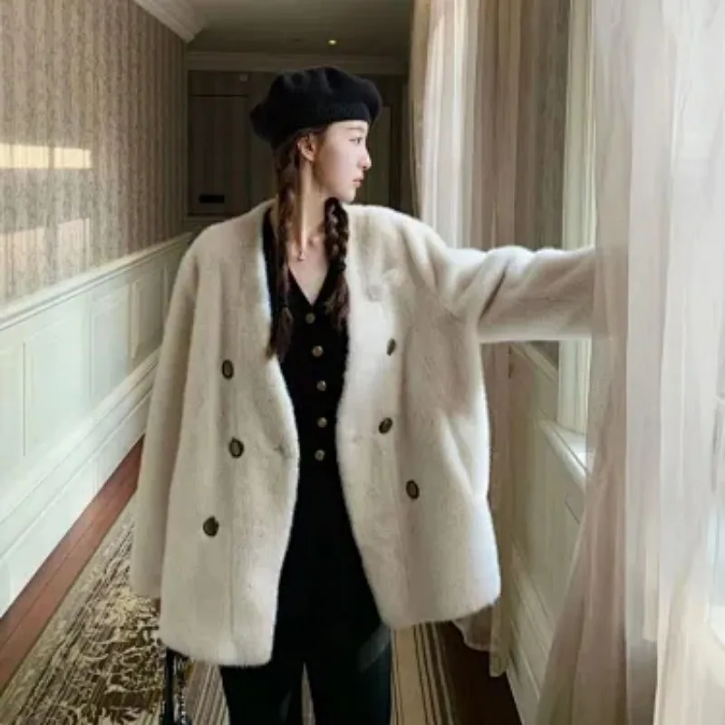 New Winter New Young Eco Friendly Fur Loose Imitation Mink Velvet Loose Fur Thickened Coat for Women