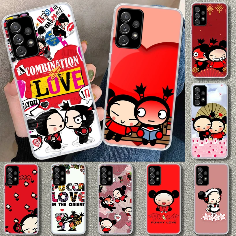 Cute Cartoon Pucca Garu Phone Case for Samsung Galaxy A15 A25 A35 A55 A14 A24 A34 A54 A04S A13 A23 A33 A53 A03S A52 A12 A22 A32