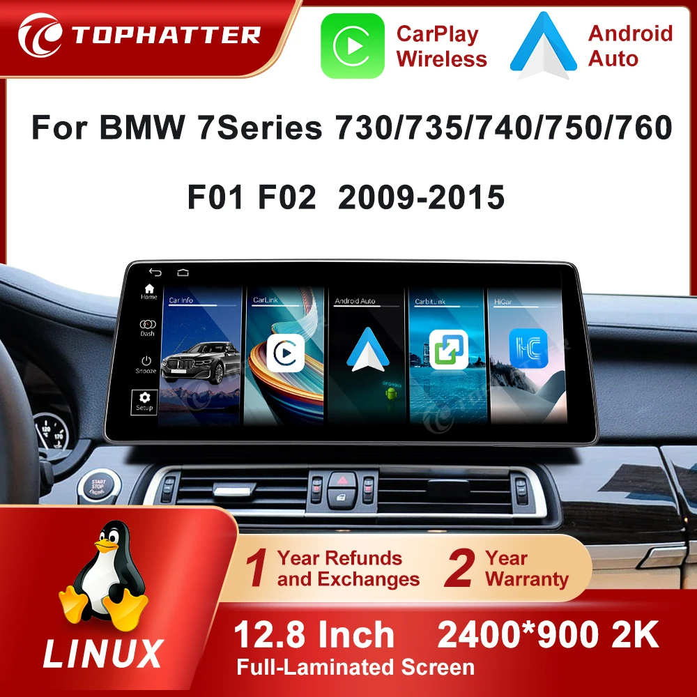 

12.8in 2K CarPlay For BMW 7 Series F01 F02 CIC NBT System Screen Car Radio LInux Multimedia Player Navi Head Unit 360