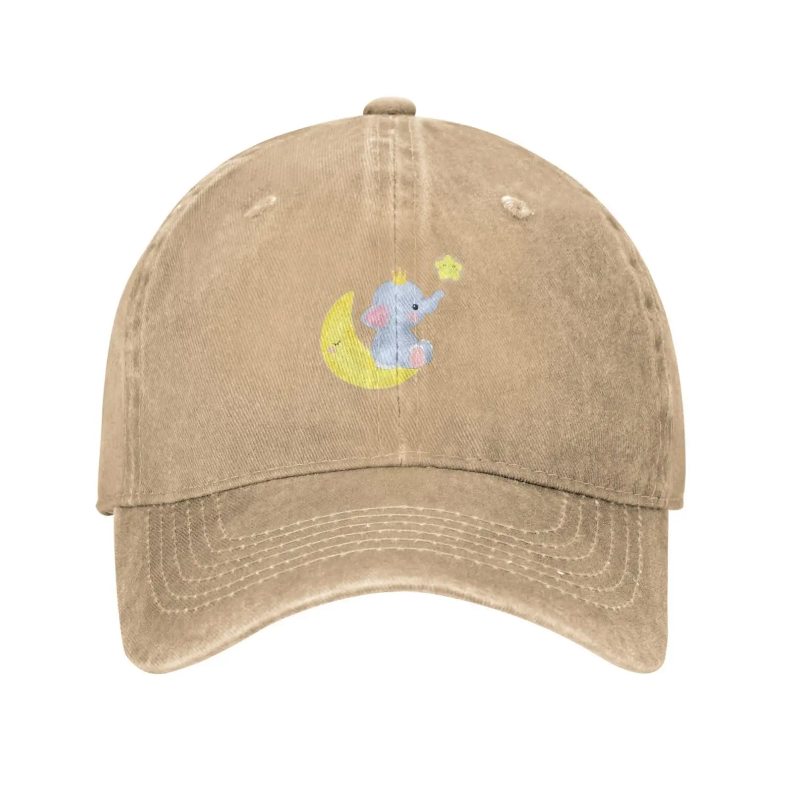 

Cute Elephant Sitting On The Moon Baseball Cap Vintage Trucker Hat Comfortable Cap Daily Wear Hat Golf Hat Dad Hat For Men Women