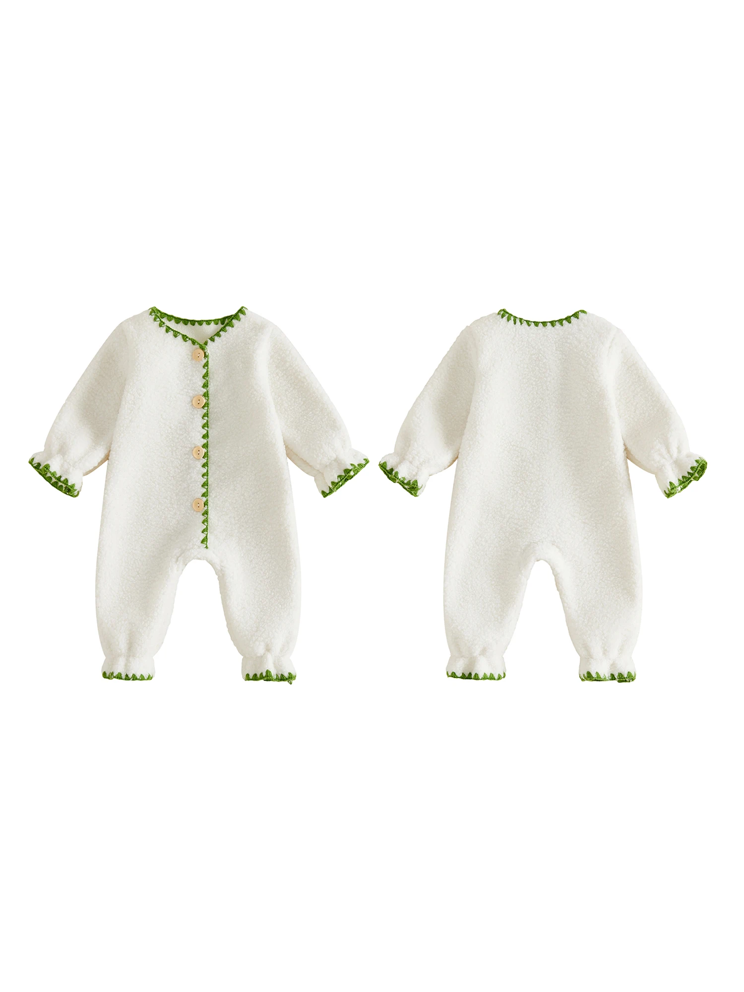 Romper Long Sleeve Crew Neck Crew Neck Infant Girl Sleeve Neck Front Button Girl Romper Infant Girl Boy