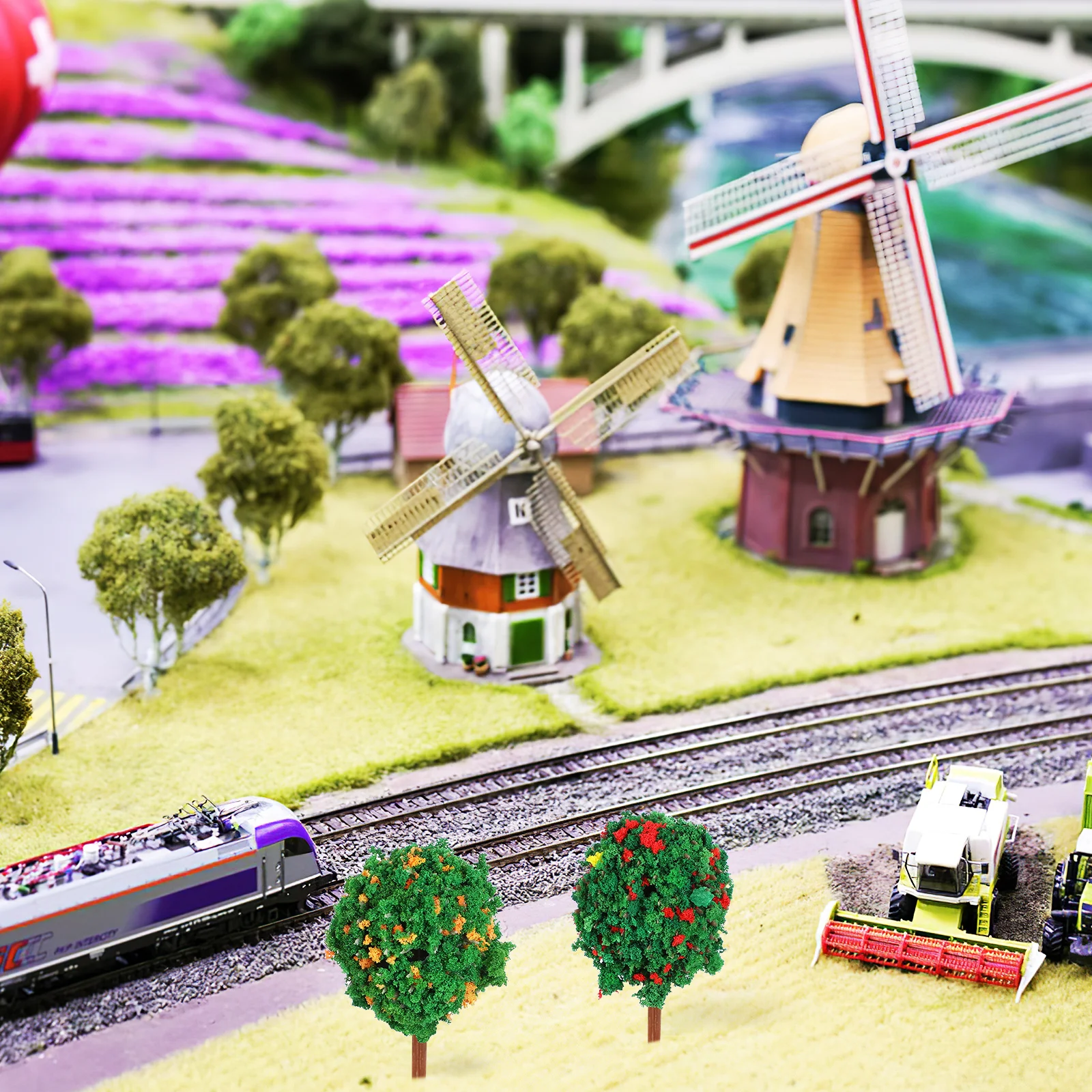 

50pcs Sand Table Trees Miniature Fake Plants Various Colors Lifelike Artificial Plastic Decor for Diorama Model Building