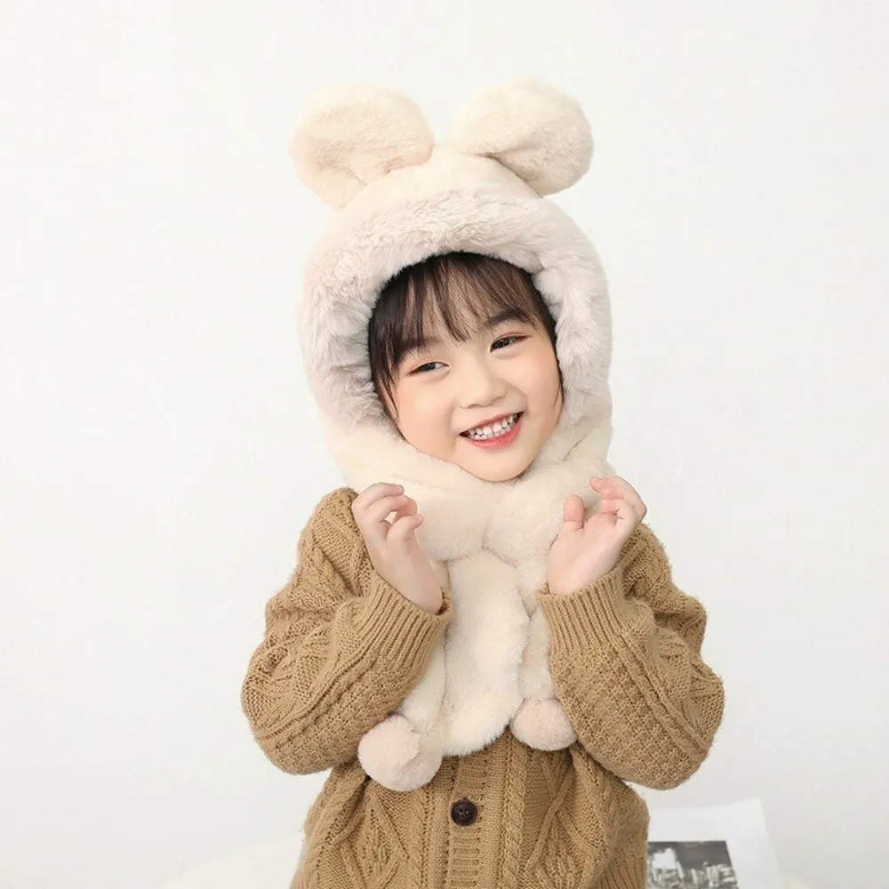 

Fashion One-Piece Winter Hat Scarf Thick Warm Hat Hooded Scarf Windproof Neck Protection Infant Beanies Cap
