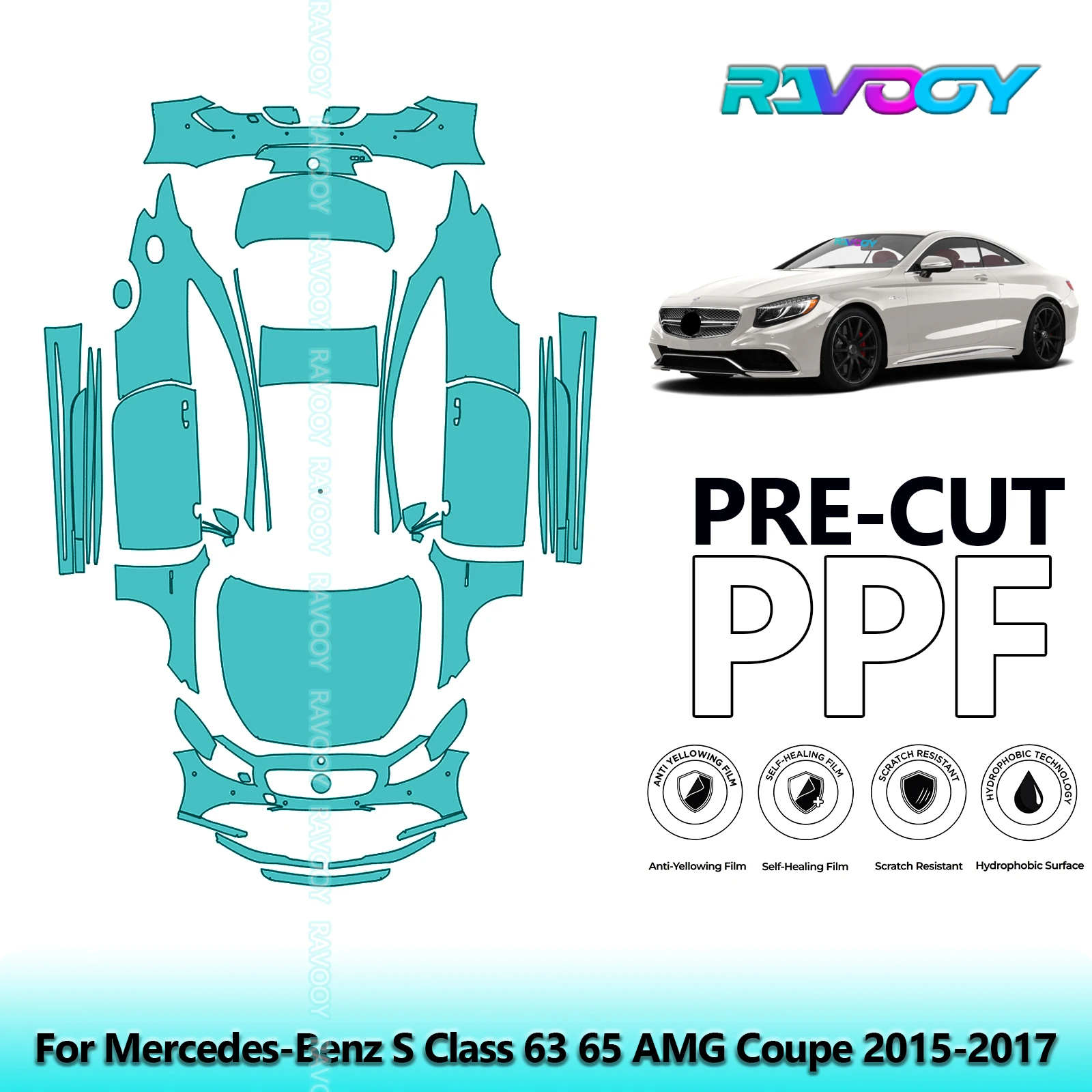 

Full Vehicle Clear Bra Precut PPF Paint Protection Film For Mercedes-Benz S Class 63 65 AMG Coupe 2015-2017