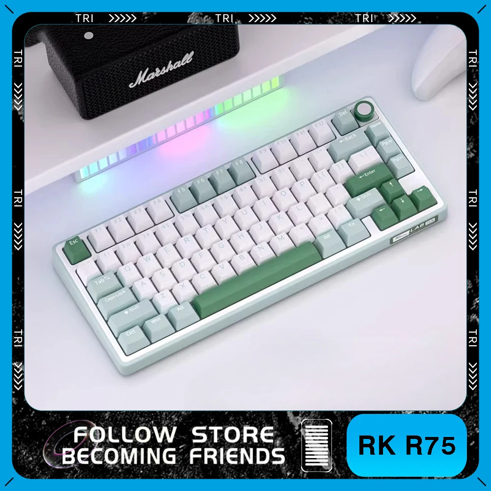 RK R75 Mechanical Keyboard WirelessThree-mode Bluetooth 2.4G Wired  Keyboard RGB Hot-swap PC Gift Office E-sports Game Keyboard