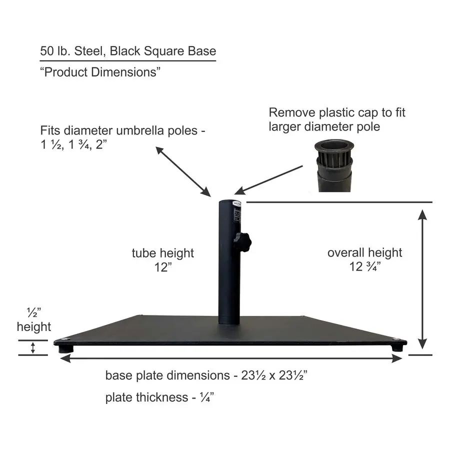 Base in lamiera d'acciaio, nera, 50 libbre