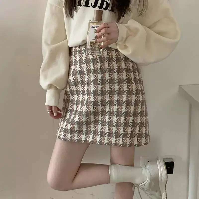 Skirts Women Y2k Preppy Style A-line Fashion Ulzzang Empire Sweet Mini Lovely Chic Cozy Slim Mujer Faldas Houndstooth Schoolgirl