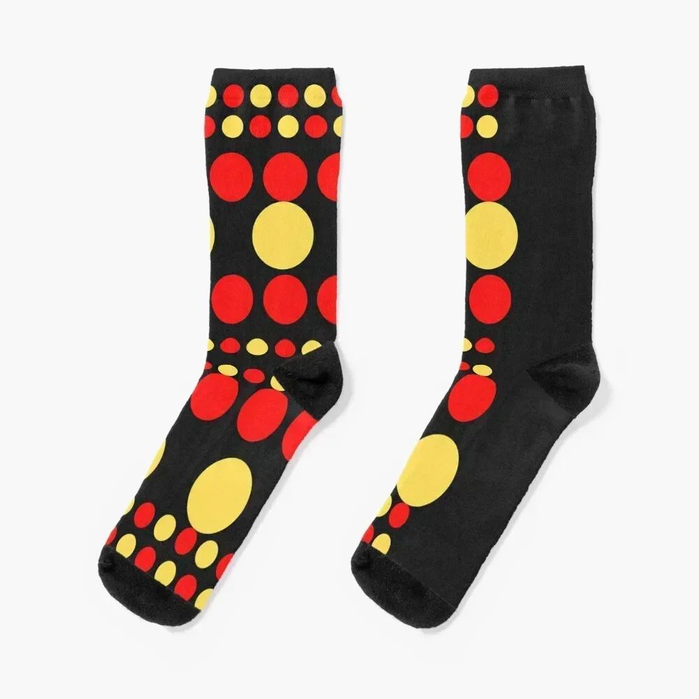 Multi Color Polka Dots - Red Yellow Black Background Socks Run warm winter Men's Socks Luxury Women's