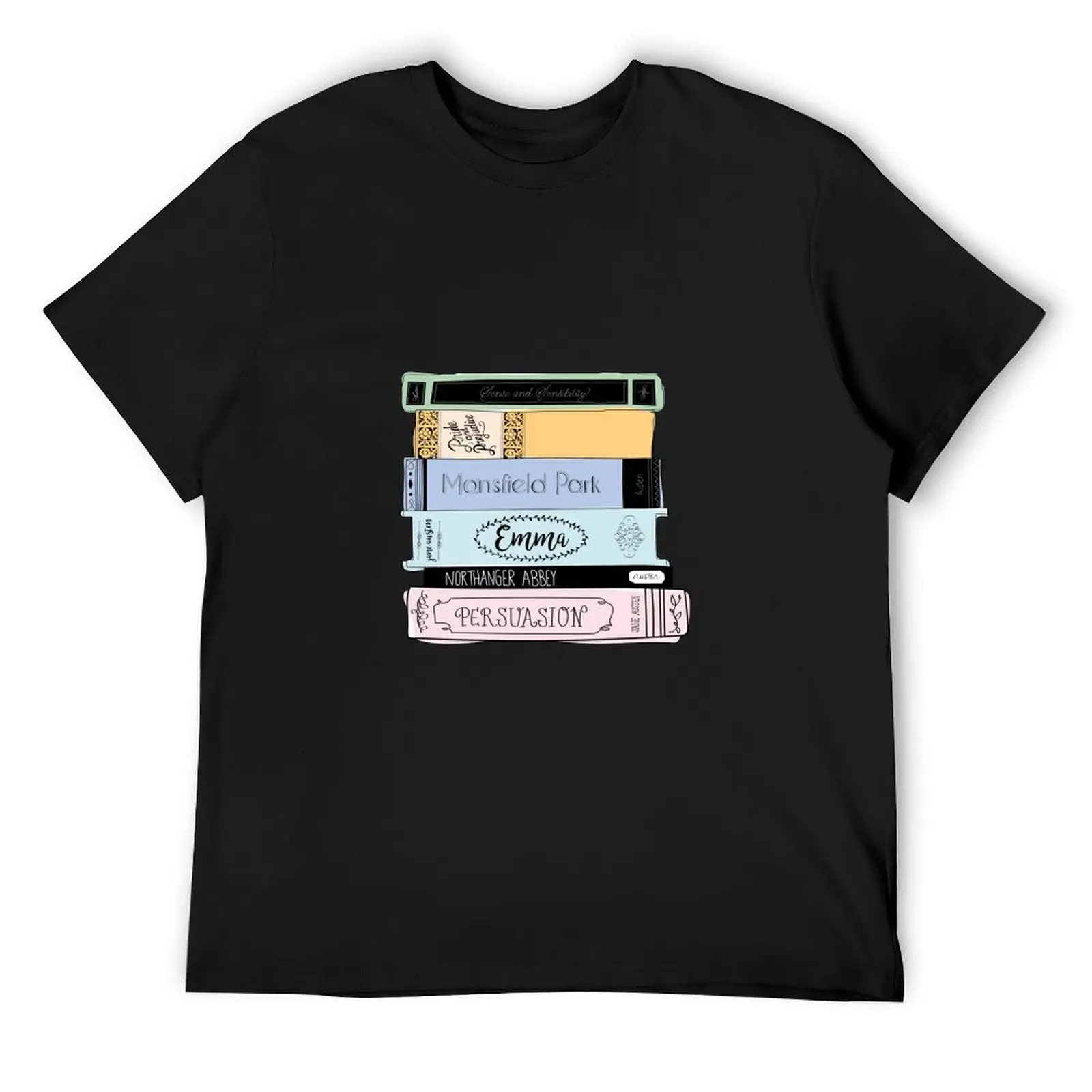 Jane Austen Book Stack - Colour T-Shirt vintage graphic tee anime tshirt clothing for men