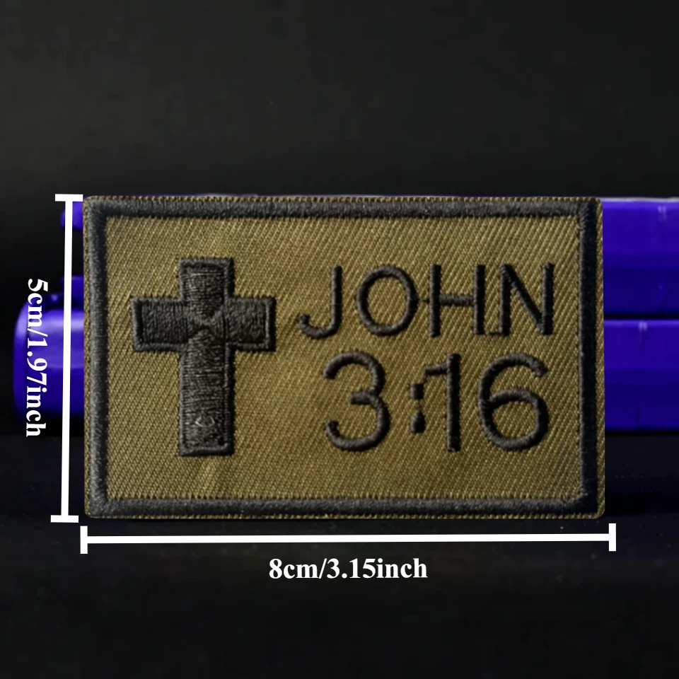John 3:16  Morale Badge Patch Christian Bible Jesus God Embroidered Armband Tactical Military Hook&Loop Patch Backpack Stickers
