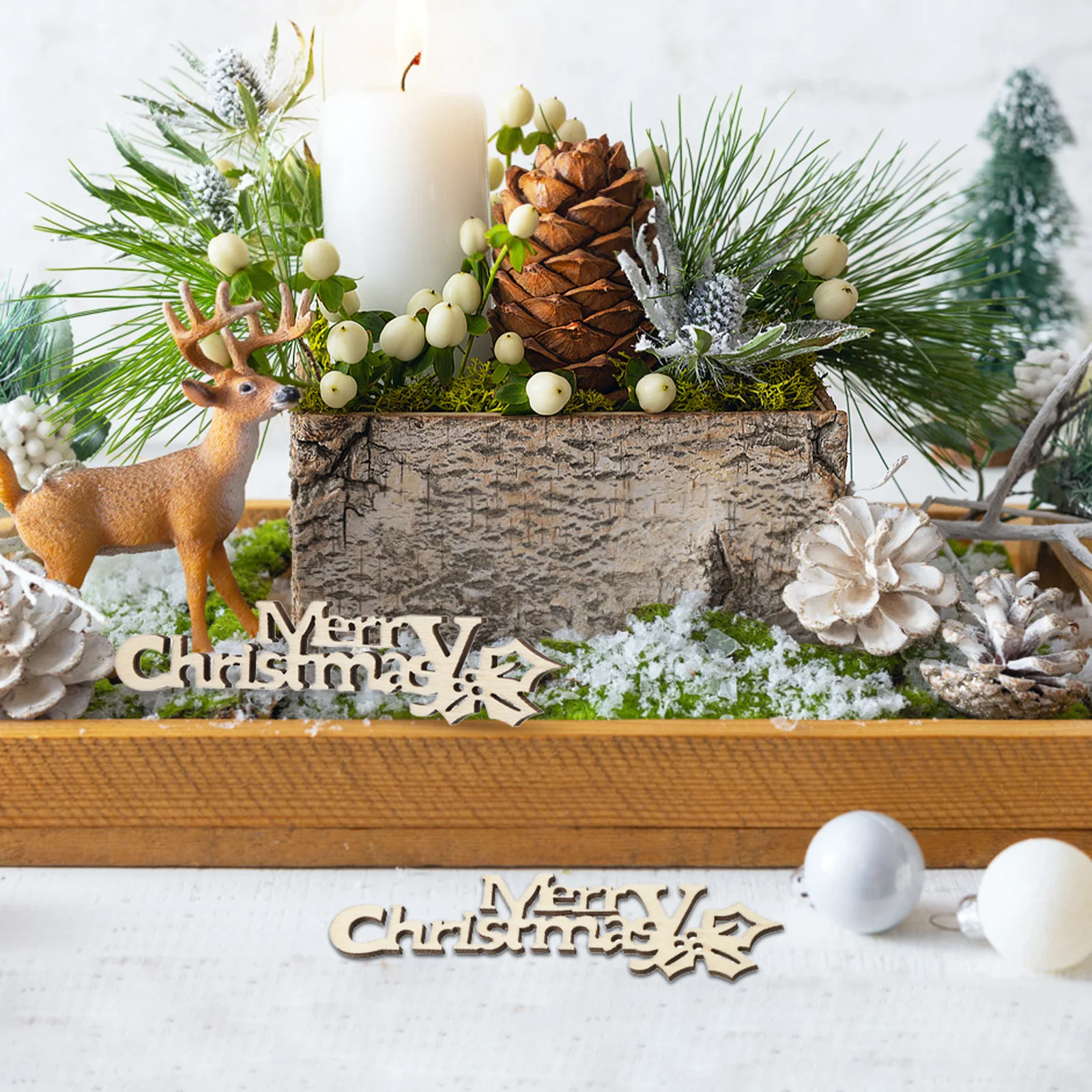 

20pcs Wooden Diy Ornaments Natural Wood Christmas Crafts For Handmade Decor Door Bedroom Window Shop Display Xmas Hanging Gifts