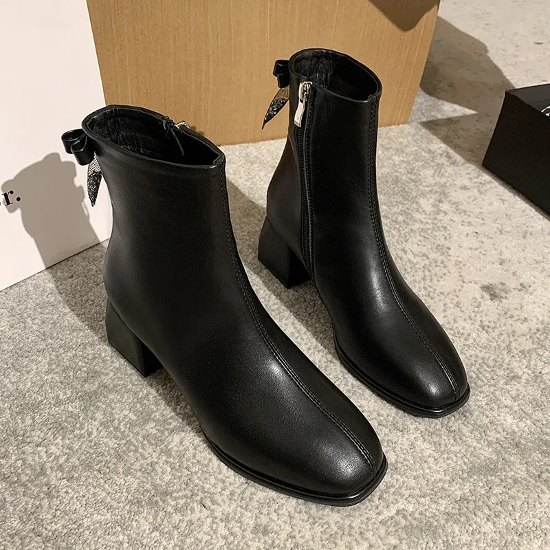 Kurze Plüsch Frauen Stiefeletten Mode Seite Reiß verschlüsse Schuhe Herbst Winter dicke High Heel Frauen warme kurze Stiefeletten