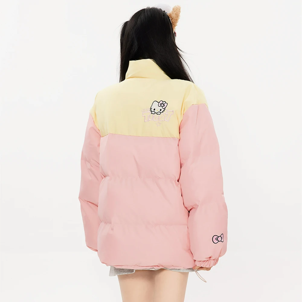 Veste en duvet Sanrioed Hello Kitty pour femme, manteau en coton Anime épaissi, manteau chaud pour fille, étudiant, mode, doux, Kawaii, hiver