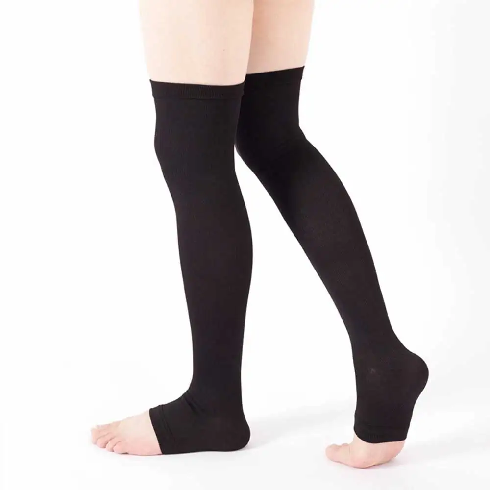 1Pair Varicose Veins Stocking Open Toe Knee-High Medical Compression Stockings Unisex Compression Brace Wrap Shaping 18-21mm