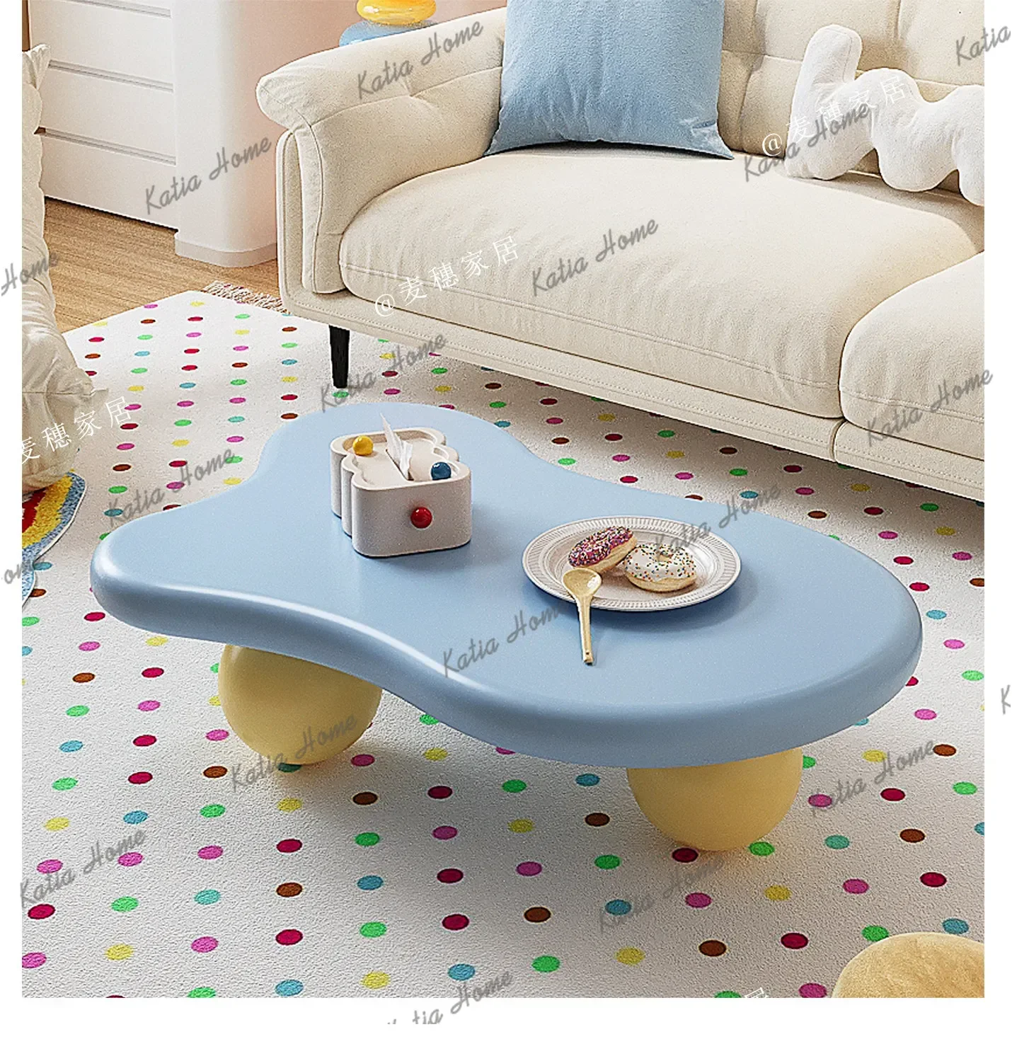 PG Household living room furniture coffee table, cream wind small apartment special-shaped coffee tableTJ