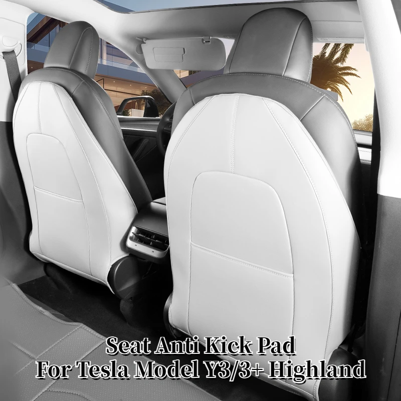 Almohadilla antipatadas para asiento de Tesla modelo 3 + modelo Y, almohadilla protectora de cuero para respaldo trasero, impermeable, nuevo Modelo 3 Highland, accesorios