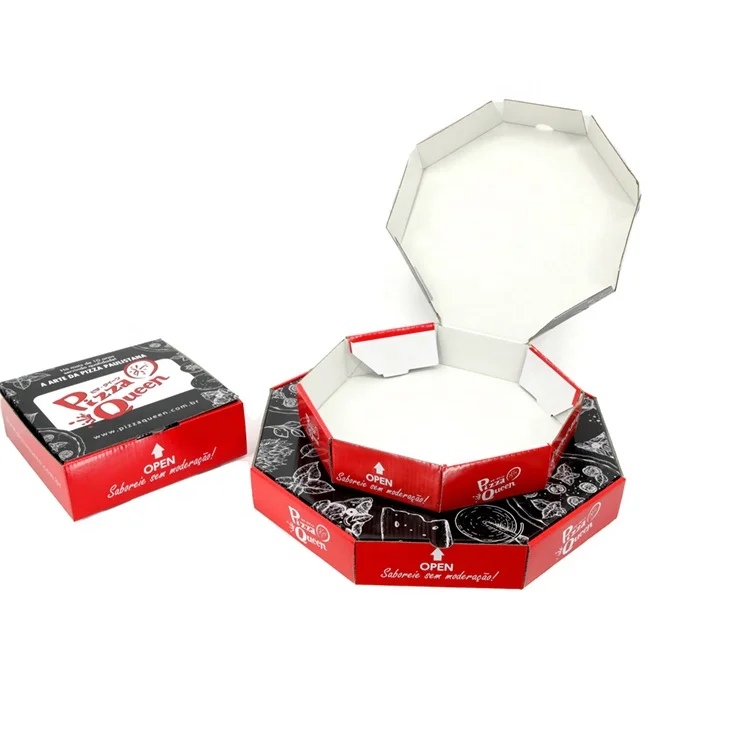 حار بيع تصميم جديد مخصص المثمن كرافت صندوق البيتزا المموج للوجبات الجاهزة وتغليف التسليم