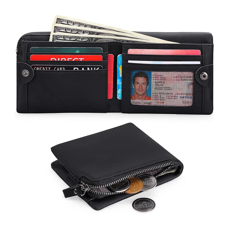 

2024 New RFID Protection Large Wallet Men with Zipper Coin Pocket