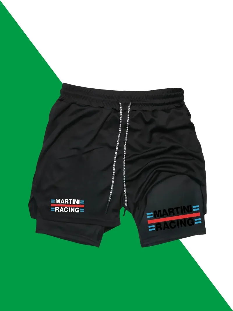 

2-in-1 Men's Quick-Dry Athletic Shorts with Elastic Drawstring Waist Side Pockets Breathable Running Gym Training Shorts Pockets