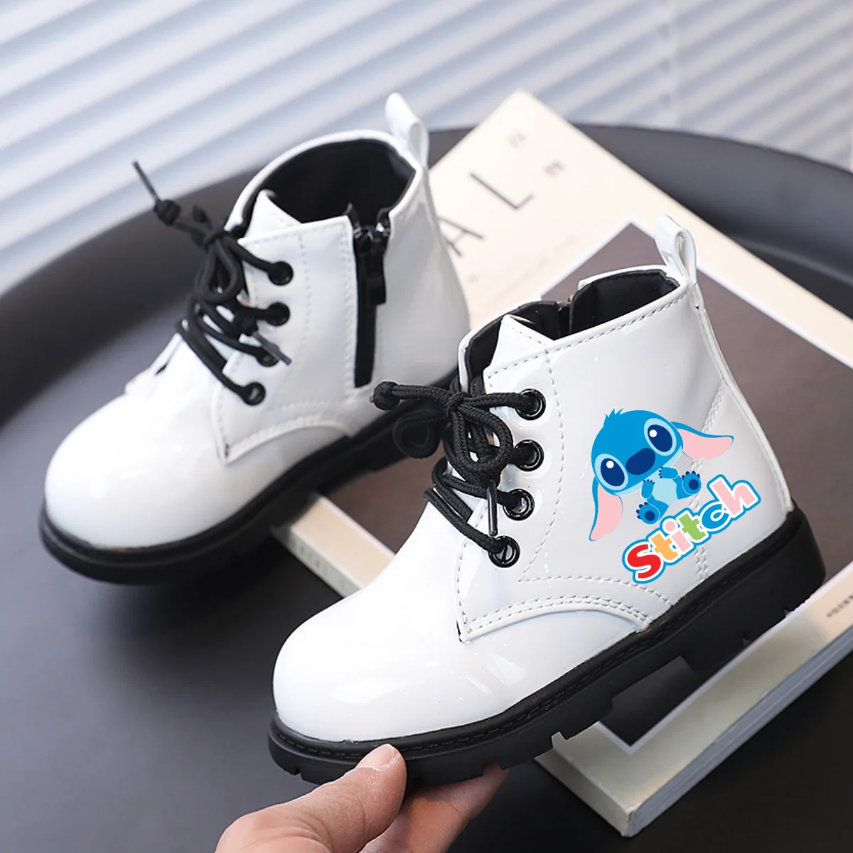 Kids Lilo & Stitch Shoes Disney Stitch Casual Sneakers Children Anime Stitch Short Boots New White Shoes Kawaii Angel Shoes