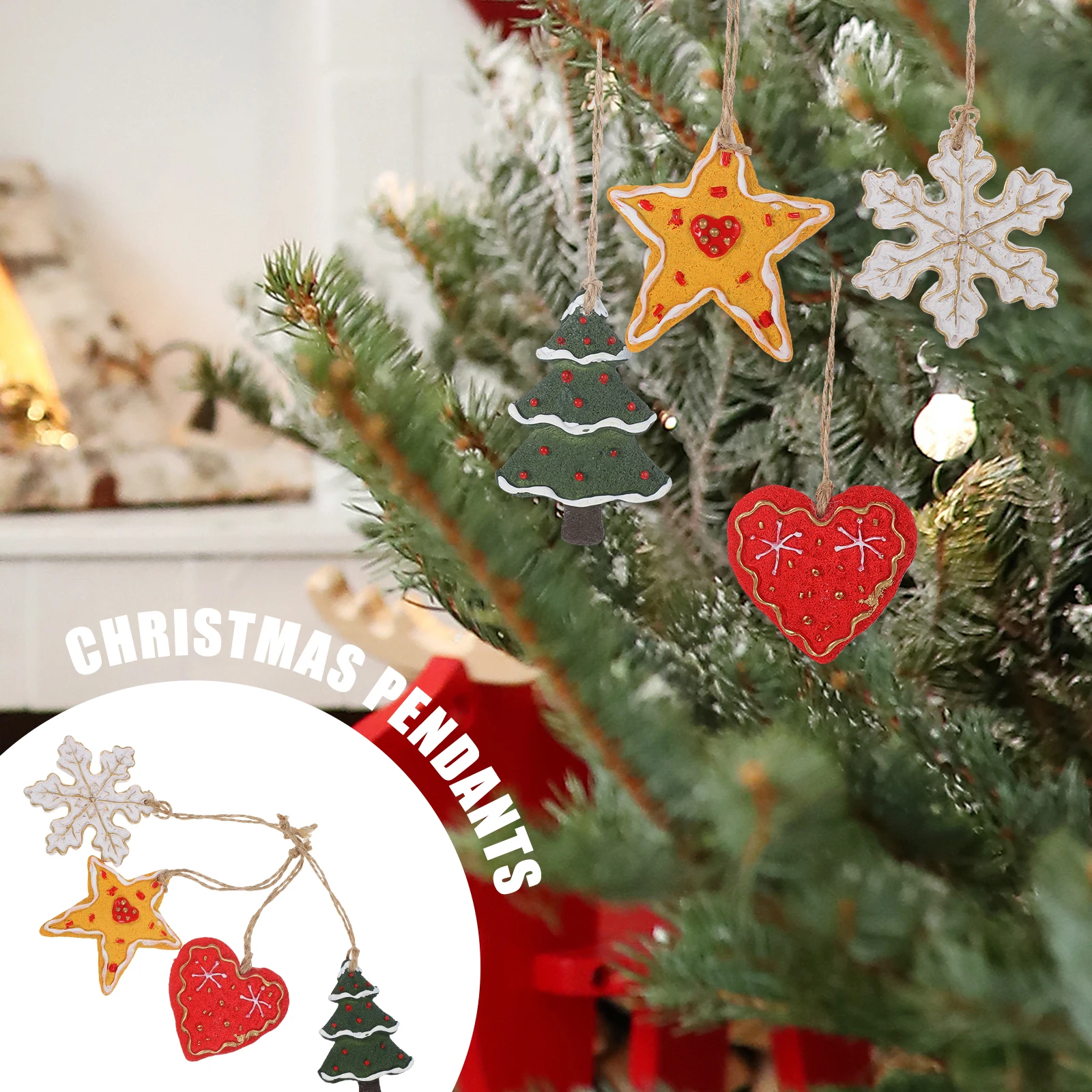 

4Pcs Christmas Tree Pendants Safe Lightweight Resin Hanging Decor for Unforgettable Memories