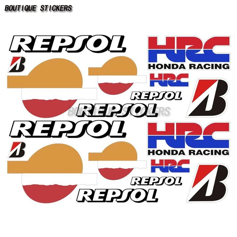 

18Pcs Exquisite Sticker HRC Motorcycle Racing Repsol Motorcycle Laminated Sticker cbr600 cbr1000rr Waterproof PVC Decal