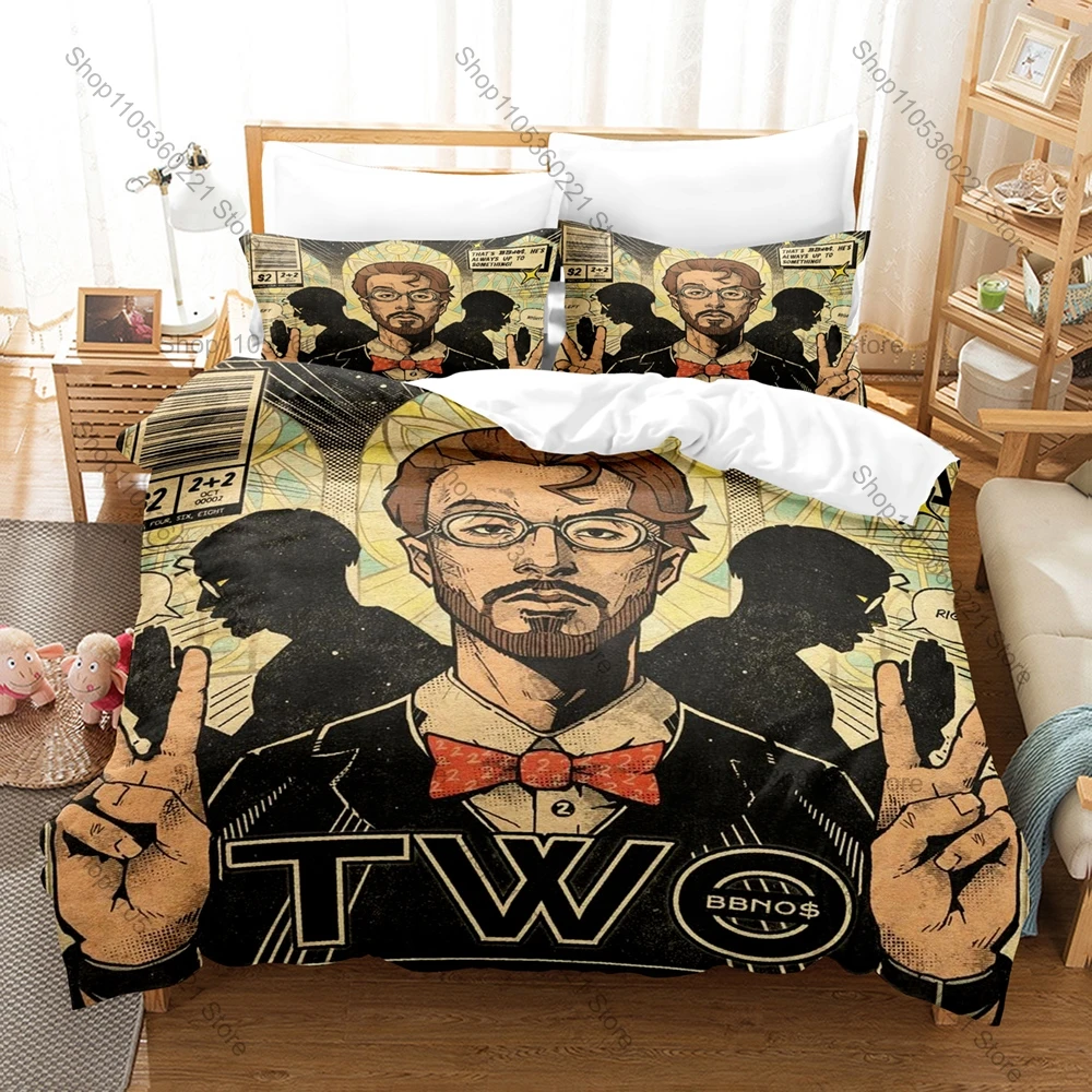 bbno$ Check Checker Pattern Bedding Set Includes Duvet Cover 2 Pillowcases Viral Canadian Meme Rap Artist Hip Hop Bedroom Decor