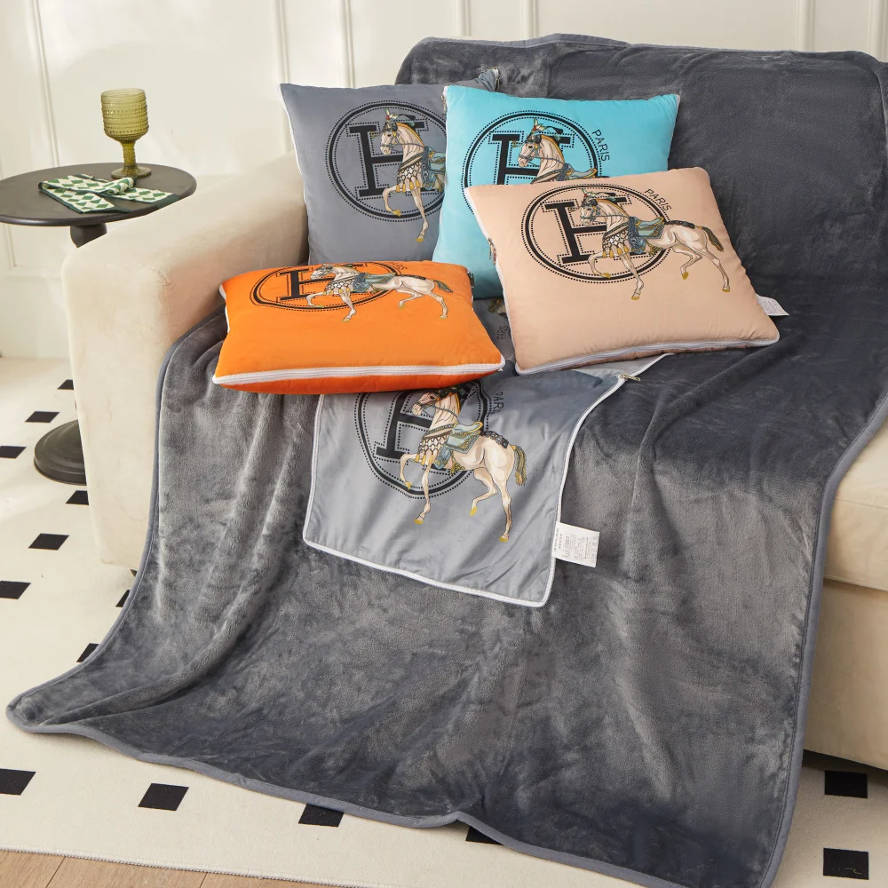 Two-in-one Home Portable Multifunctional Pillow Cushion Quilt Dual-purpose Flannel Folding Pillow Quilt Blanket For Office Nap