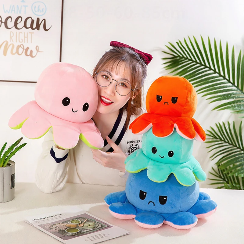 

Kawaii Stuffed Doll Plush Toy Cute Octopus Reversible Pillow Gift for Kids Birthday Xmas Present Stuffed Animal Toy