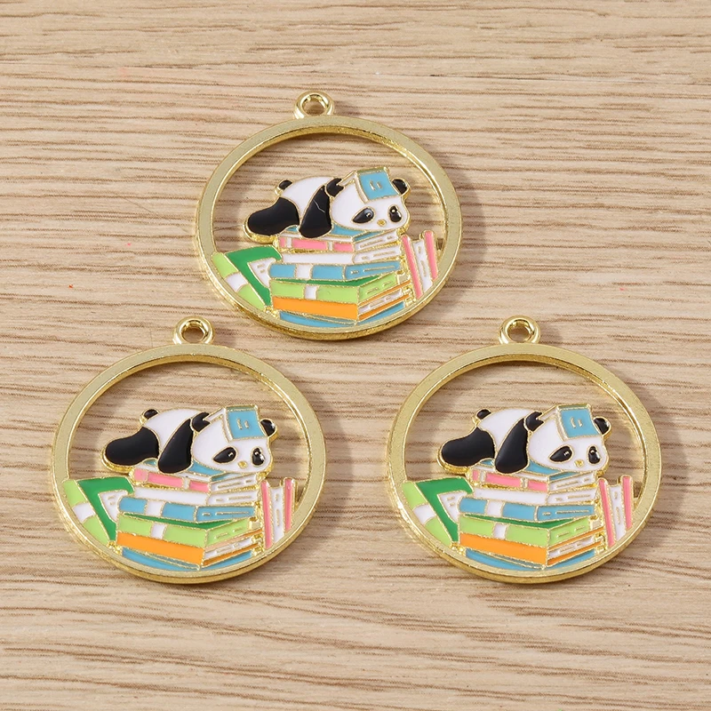 10 stücke mischen Cartoon Tier Charms Emaille Panda Bambus Charms Anhänger für Schmuck machen Halskette Armband Ohrringe DIY Handwerk Geschenk – Detail 7