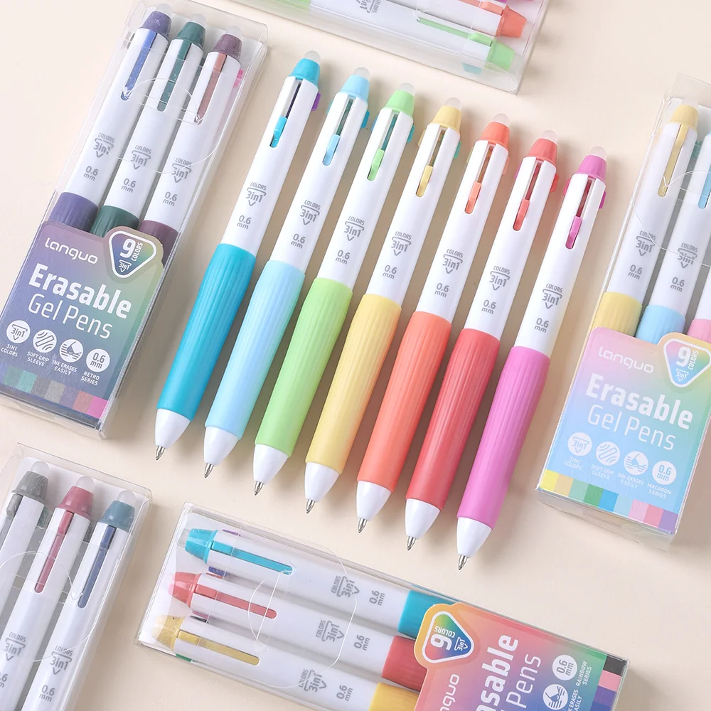 45 Colors 3-in-1 Erasable Gel Pen Set, 0.6mm Multi-Color Telescopic Pen, Smooth Writing for School Office Stationery Supplies