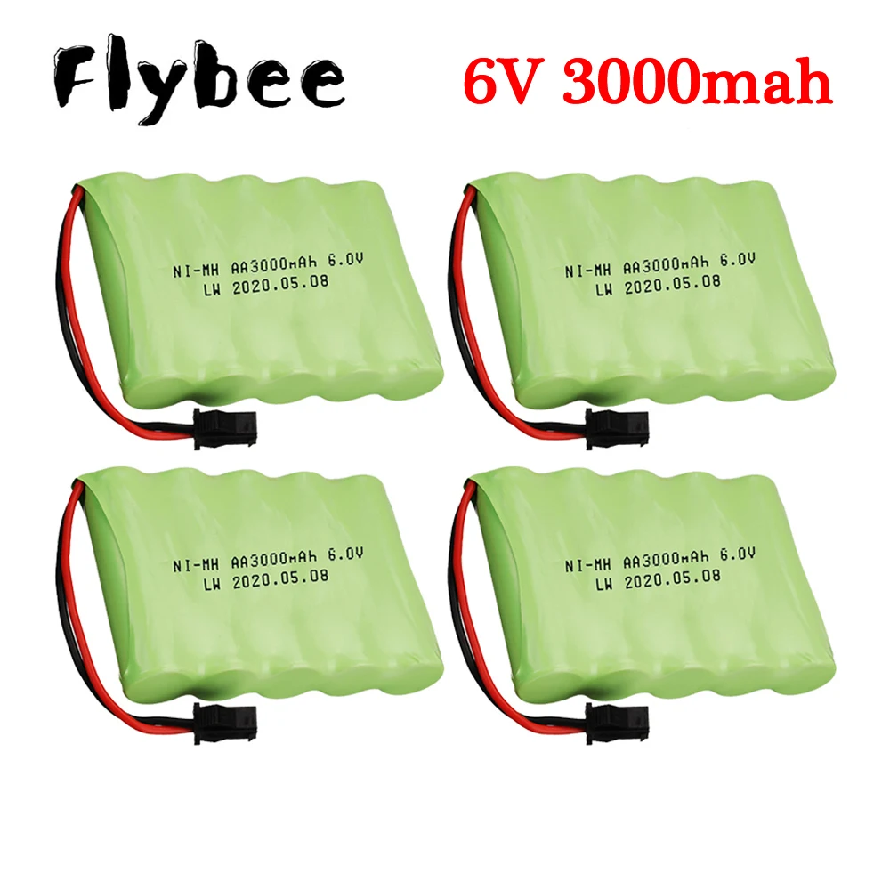 (SM plug) 6v 3000mah NiMH Battery For Rc Toys Cars Tank Trucks Robots Guns Boats AA Ni-MH 6v Rechargeable Battery Pack 1-10pcs