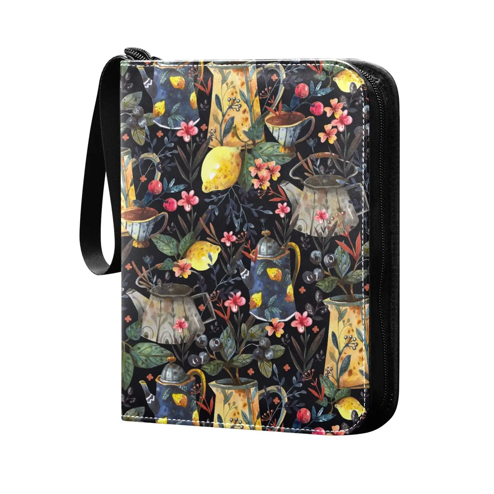 Teapots Lemons Card Binder 4 Pocket Card Binder, 400 Double Sided Pocket Album Sport Game Cards, Unique Card Collection Storage