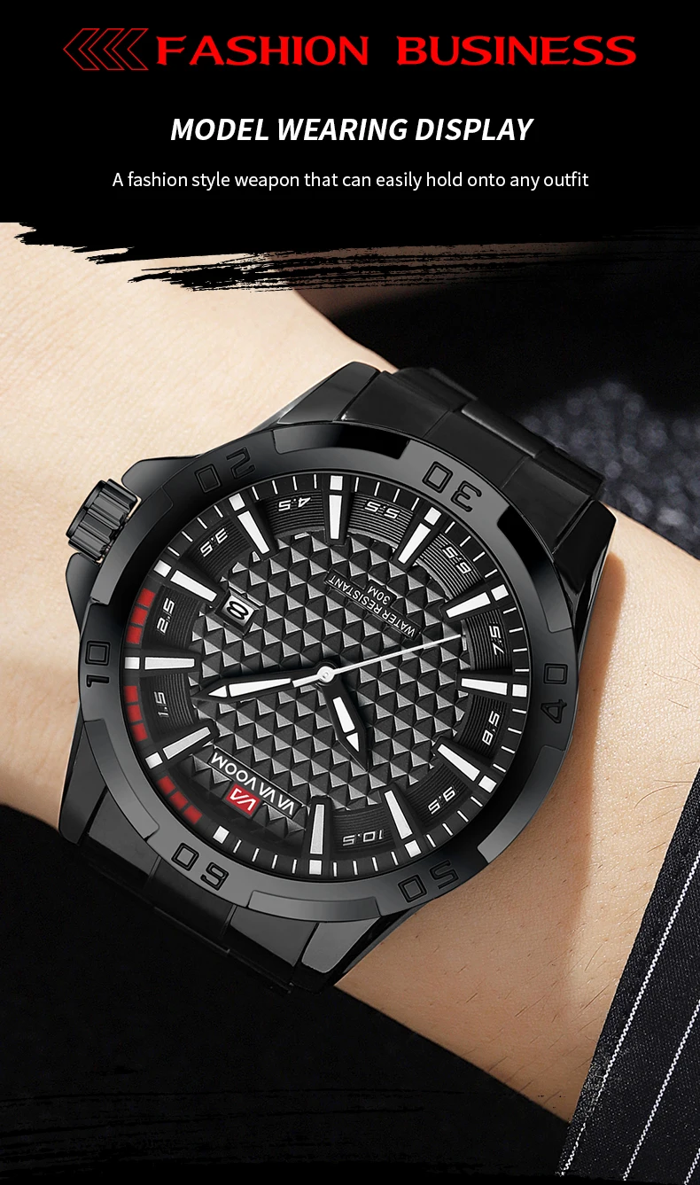 VA VA VOOM Männer Casual Sport Militär Quarz Kalender Armbanduhr für Mann Business Leder Wasserdichte Männliche Uhr Relogio Masculin – Detail 10