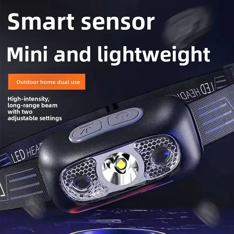 كشافات خفيفة قوية المحمولة LED الاستشعار كشافات USB قابلة للشحن رئيس مصباح يدوي في الهواء الطلق التخييم الصيد فانوس طوارئ