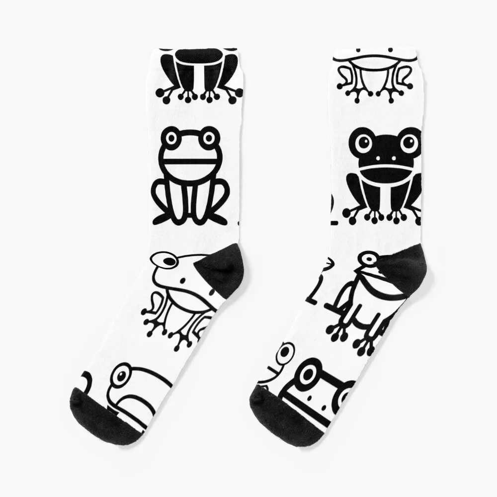 

Happy frogs black and white version Socks essential funny gift Ladies Socks Men's