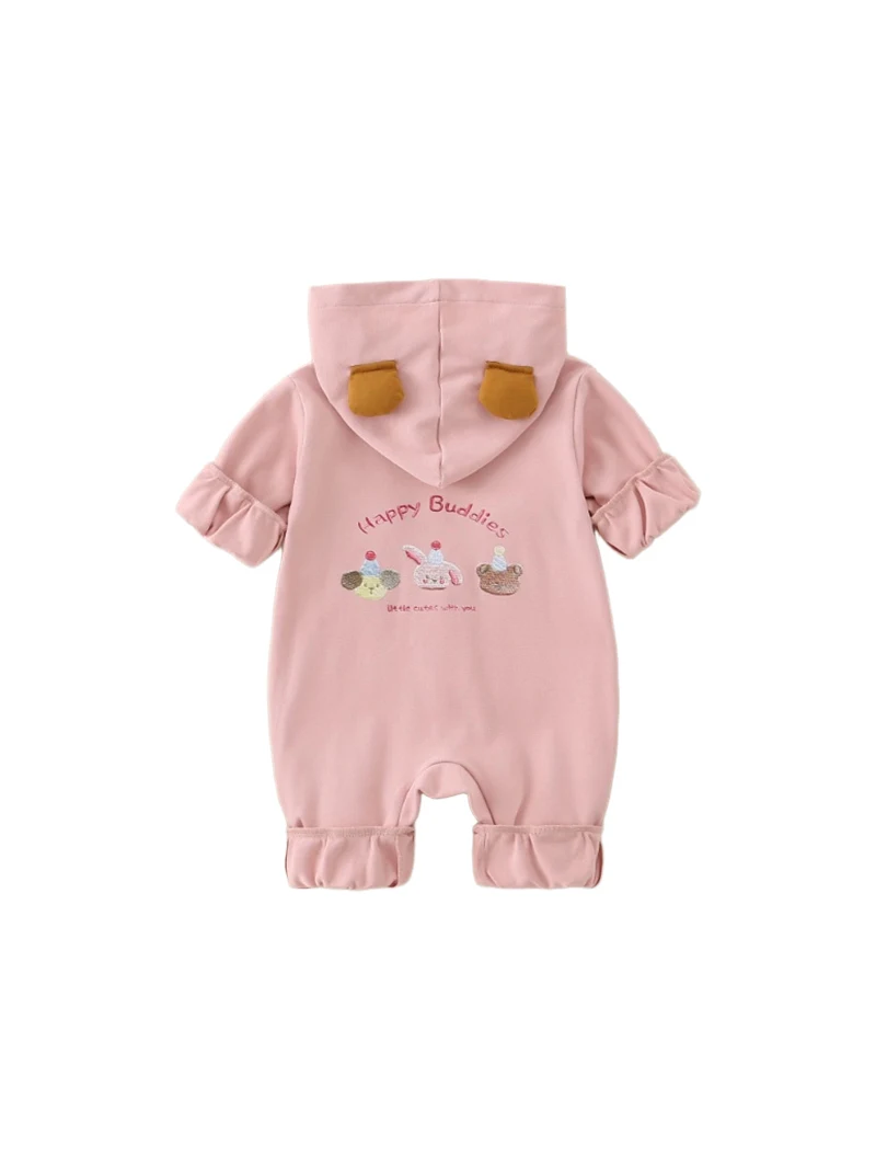 Primavera casual terno de uma peça para meninos do bebê com chapéu única camada de algodão confortável respirável roupas para bebês adere